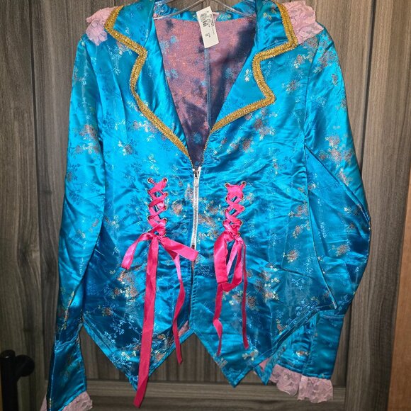 NWT Retro Roma Jacquard thin waist coat in Blue and Pink - Picture 1 of 5